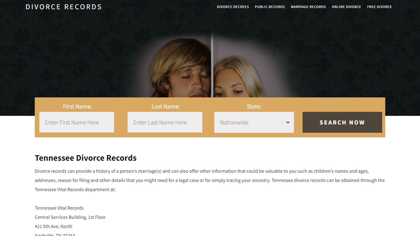 Tennessee Divorce Records | Enter Name & Search | 14 Days FREE